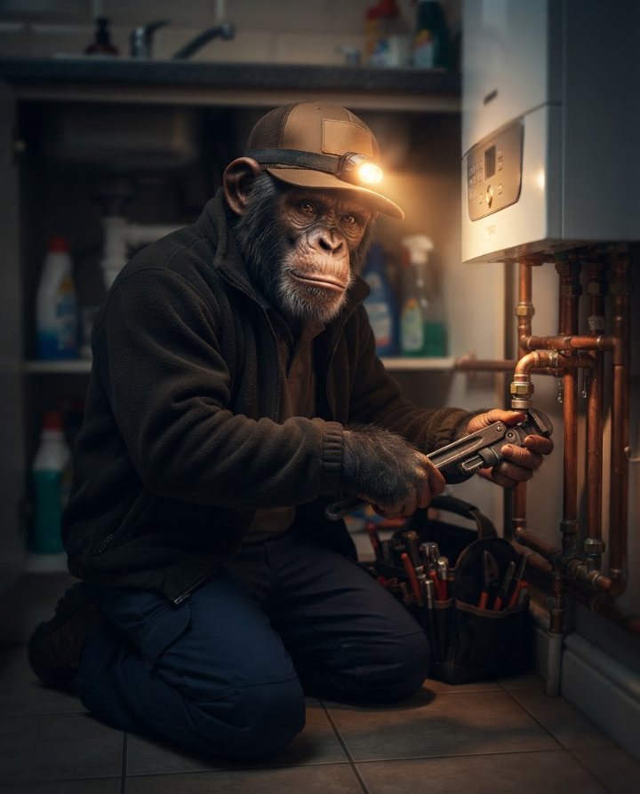 The Toolmonkey monkey working as a plumber