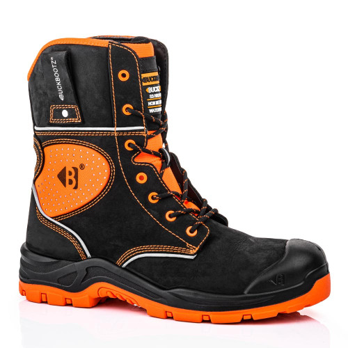 Toolmonkey Buckler Buckbootz BVIZ6 S3 Orange Black Hi Vis Safety High Leg Lace Boot Metal Free Waterproof