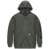 Carhartt K288 Hoodie with Logo Print on Sleeve Midweight Sweatshirt in Dusty Olive Large