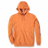 Carhartt K288 Hoodie with Logo Print on Sleeve Midweight Sweatshirt in Marmalade Heather Size Medium