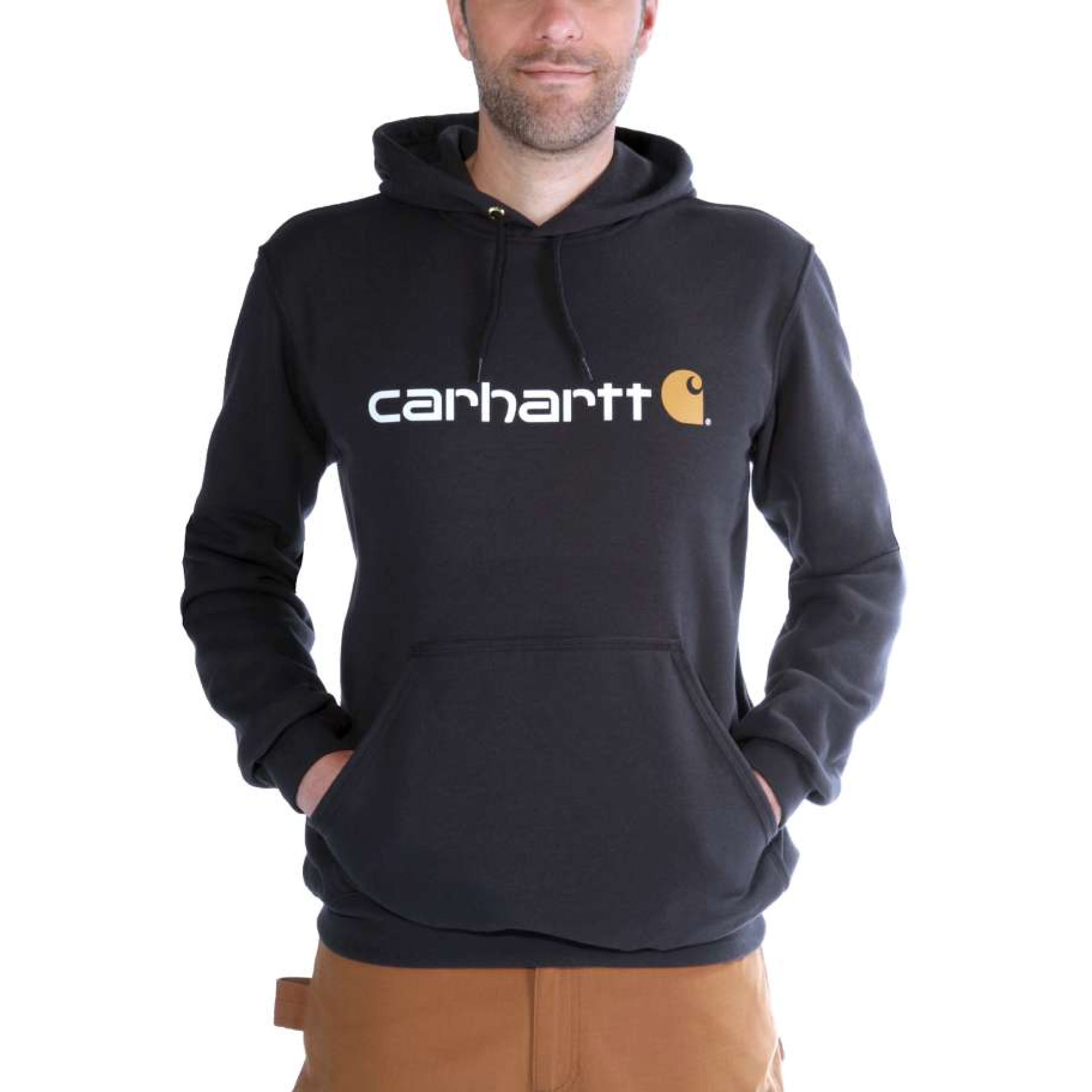 Toolmonkey Shop Carhartt Sweatshirt Hoodie with Logo Graphic in Black Warm Relaxed Fit